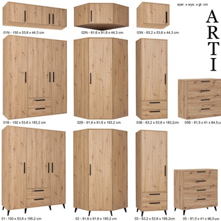 nadstawka 91 ,9 narożna ARTI 02N na szafę rogową dąb artisan