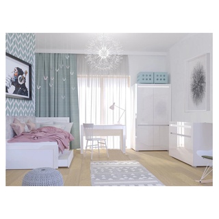 zestaw nowoczesny Alaska 9 biurko komoda łóżko szafa biała do pokoju