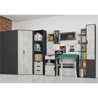 zestaw meble młodzieżowe dzieci Nano 2 szafa narożna biurko regał