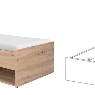 zestaw mebli Kevin 2 komplet łóżko szafka nocna komoda szafa dąb artisan + grafit + biały do pokoju sypialni