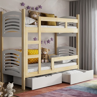 łóżko 75x180 piętrowe Oli 2os z materacami młodzieżowe dziecięce