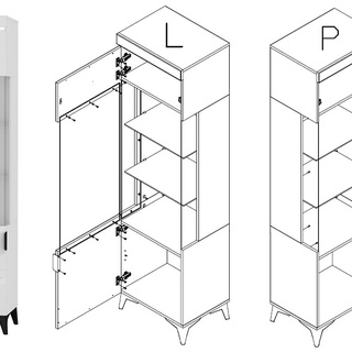 zestaw elegancki Baldur 1 komoda rtv szafkawitryna meblościanka biała