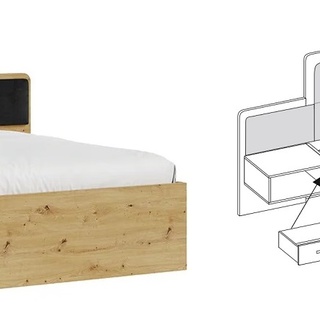 zestaw mebli sypialnia z lamelami Molto B 9 łóżko z szafkami nocnymi szafa z lustrem artisan czarny komplet loft do sypialni