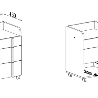 szafka 45 mała na kółkach Remo 11 kontener z szufladami mobilny stolik