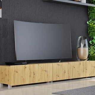 zestaw mebli rtv szafka Kolder A szeroka duża 250 stolik pod tv wiszący stojący biały cashmer czarny artisan do pokoju salonu