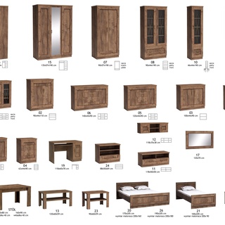 zestaw mebli Tadeusz 4 łóżko komoda szafa stolik lefkas do sypialni