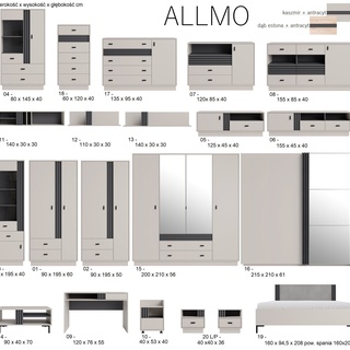 szafka 40 nocna z szufladą lamelami Allmo AL20 stolik nocny