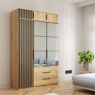 szafa 150 z lustrem loft Sorento lamele szuflady półki drążek nowoczesna