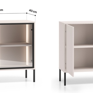 komoda 107 przeszklona na nóżkach Barnee 03 szafka z szybą LED