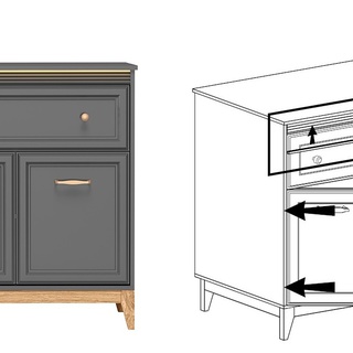 zestaw duży nowoczesny Terra 2 komoda rtv witryna do salonu pokoju