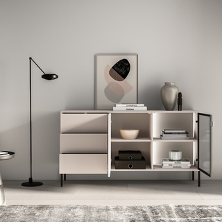 komoda 160 z oświetleniem barkiem Barnee 02 szafka duża nowoczesna