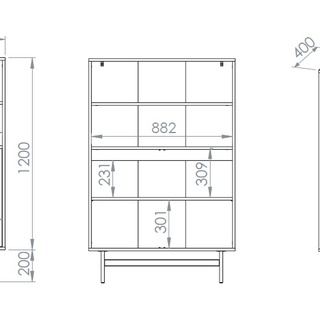 regał 92 z szafką Reynos 03 komoda wysoka dwudrzwiowa z półkami