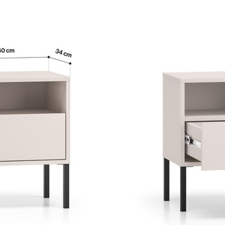 szafka 40 mała na nóżkach Barnee 05 z szufladą stolik nocny kaszmir