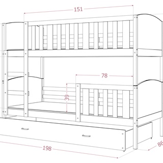 Łóżko piętrowe Tami 80x190