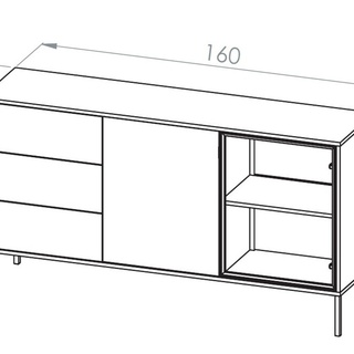 komoda 160 nowoczesna przeszklona Barnee 02 szafka szeroka z szybą