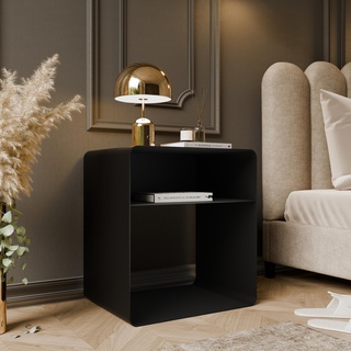 stolik 45 nowoczesny nocny Luna metalowy z półką loft do sypialni