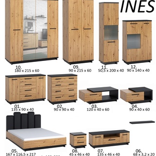 zestaw meblościanka rtv Ines 6 witryna telewizyjna szafka komplet