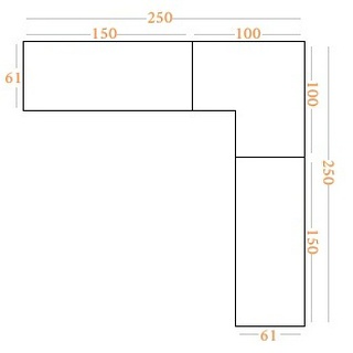 zestaw 250 - 250 narożny duży wysoki Sorento D z nadstawką lamelami