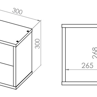 półka 30 wisząca Drop 19 mała wąska kostka otwarta kwadrat szara