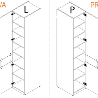 regał 45 wysoki Soreno R zamknięty słupek z półkami szafa bieliźniarka