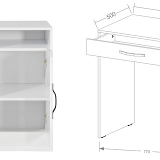 biurko 120 z szufladą szafką Perfect 04 młodzieżowe do nauki białe