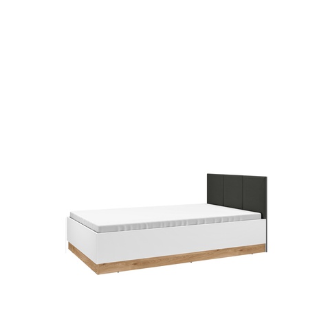 łóżko 120x200 podnoszone z pojemnikiem tapicerowanym zagłówkiem Torino 1201 120 młodzieżowe białe dąb grafit do pokoju sypialni