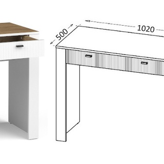 toaletka 102 z szufladą Mossa 10 biurko małe proste biały + dąb whisky do pokoju sypialni biura