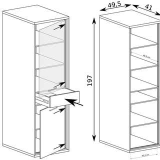 zestaw Mediolan 1 komoda rtv szafka witryna komplet do pokoju salonu