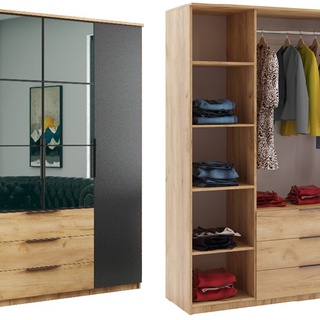 szafa 200 czterodrzwiowa Sorento z lustrem lamelami szufladami loft