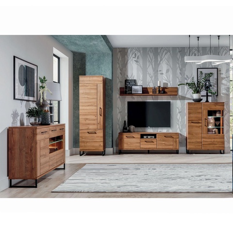 Zestaw duży IVO 2 witryna komoda rtv szafka regał ława na nóżkach