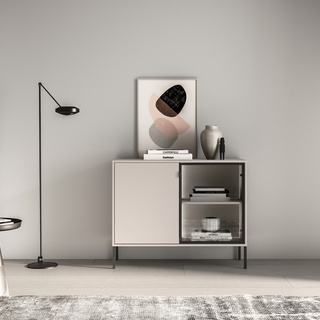 komoda 107 przeszklona na nóżkach Barnee 03 szafka z szybą LED