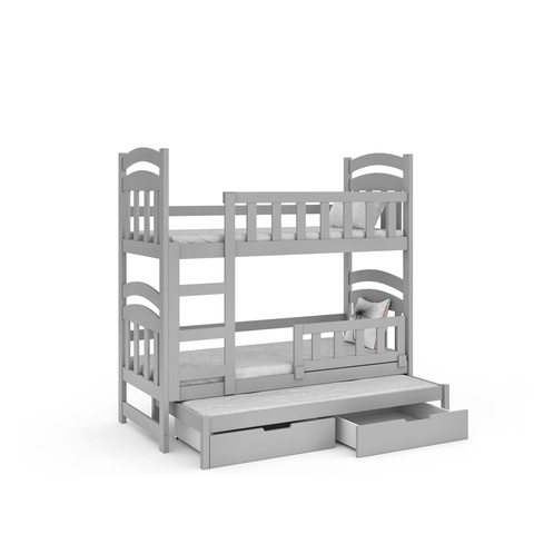 Łóżko 75X160 piętrowe małe DAMINA 3OS trzyosobowe z materacami dla dzieci