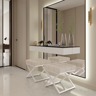 pufa 45 pikowana X siedzisko tapicerowane metalowe nogi stołek