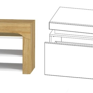 zestaw meblościanka Theo 4 witryna komoda rtv ława biała +dąb