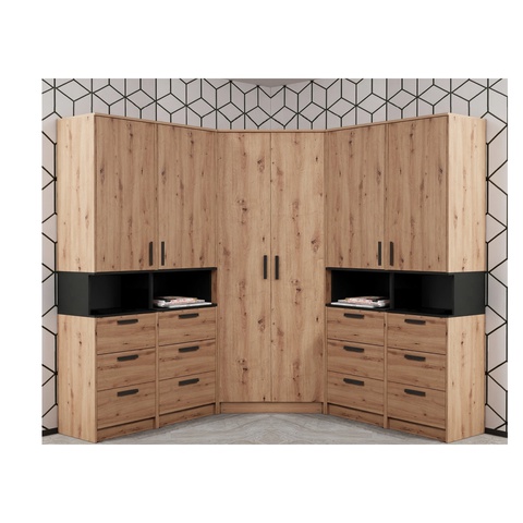 Zestaw szafa duża narożna GRANT 41 z szufladami półkami drązkami