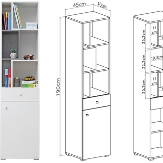regał 45 z szafką szufladą Sigma 08 słupek na zabawki książki do pokoju
