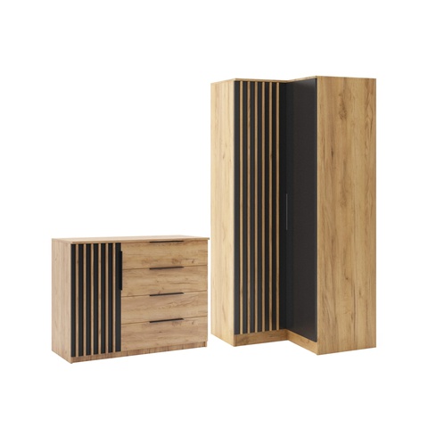 Zestaw 220 komplet narożny SORENTO 11 szafa rogowa komoda z lamelami