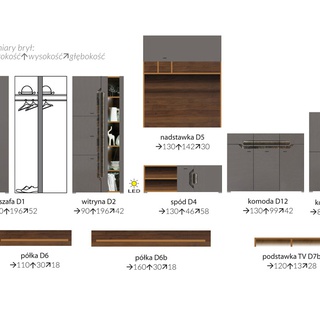 Meblościanka Davos zestaw A z komodą D12