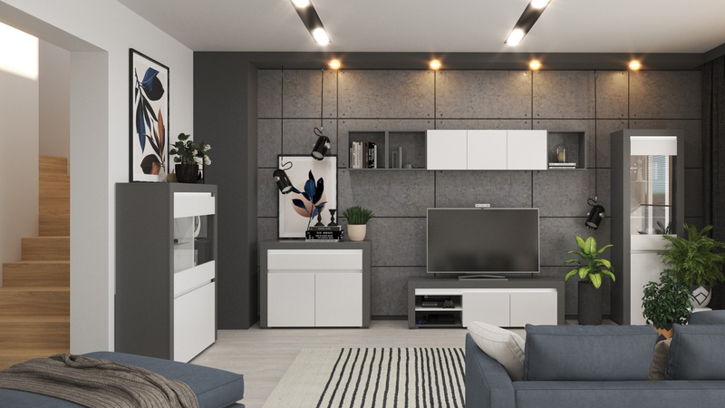 Alabama salon - biały + antracyt