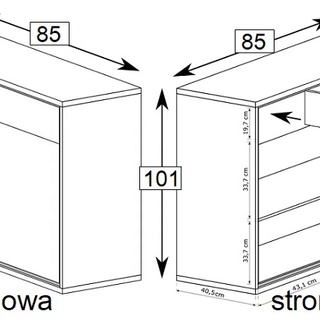 komoda 127 ,5 - 85 narożna Mediolan 15 szafka duża rogowa szufladami