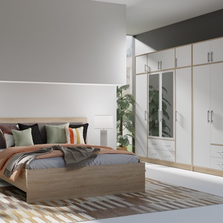 łóżko 160x200 z tapicerowanym zagłówkiem pojemnikiem podnoszone sypialniane Smart SR6 160 małżeńskie dąb sonoma do sypialni