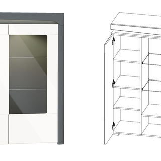 witryna 102 Thea White WHW-2P szafka wysoka przeszklona komoda