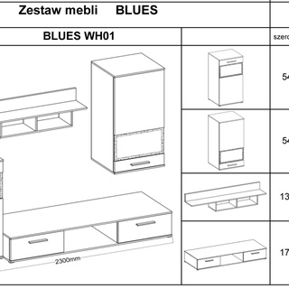 Meblościanka Blues z komodą