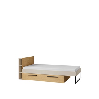 łóżko 90x200 nowoczesne Lorin 11 z szufladami półkami 90 młodzieżowe