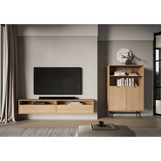 regał 92 z szafką Reynos 03 komoda wysoka dwudrzwiowa z półkami