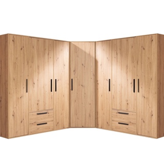 zestaw rogowa szeroka duża garderoba ARTI E komplet szuflady półki