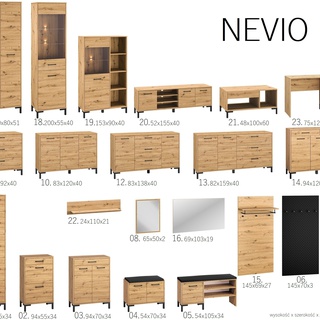 zestaw mebli na nózkach Nevio 13 mały loft komplet rtv witryna ława