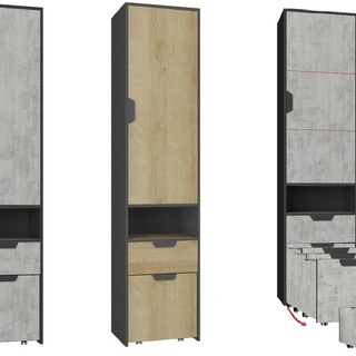 regał 45 zamykany Nano 03 L/P wąski wysoki słupek z drzwiami