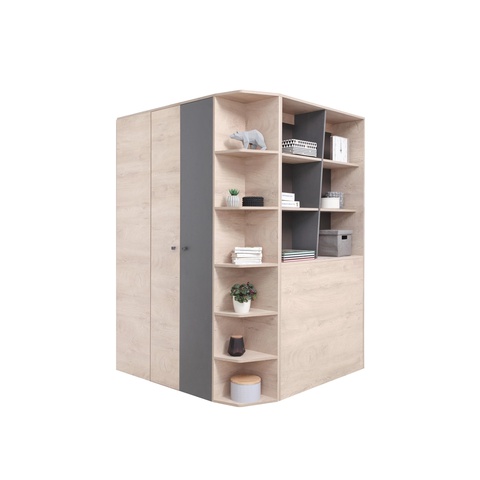 Szafa 135 narożna z szufladami półkami DELTA 01 duża rogowa garderoba