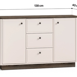 zestaw mebli nowoczesnych Vilavio 8 komoda witryna cashmere + dąb
